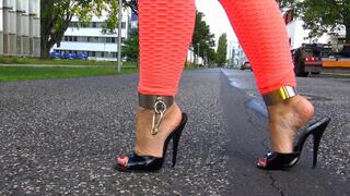 Neele - Neon Orange Butt Leggings And Patent Mules Part 2 - mp4 1920x1080