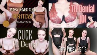 4-Clip Denial Bundle: Tit Denial JOI, Beta Pussy Denial, Pussy Denied Cuck Bush Tease, Cuck Tit Denial