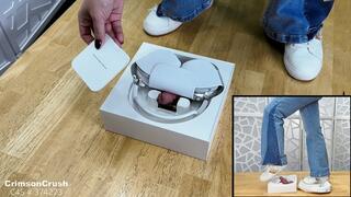 Crushing Slaves Cock In My New Headphones Box