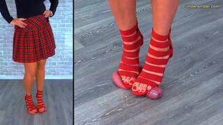 212 Split Cam - Goddess Amber - Grinding The Cum From Your Balls Under My Red Gladiator Stilettos - Cock Face Trample Trampling CBT Ballbusting Shoejob