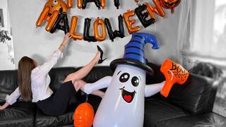 secretary destroys Halloween decorations