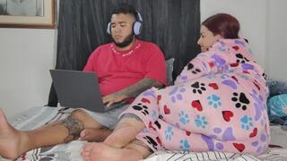 My boyfriend is working and I bombard him with farts, he doesn't listen and I give him a blowjob and I fart on his cock and my ass is so big wet farts
