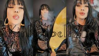 Human ashtray findom game with chainsmoking, Latex Goddess - Kinkerbell23