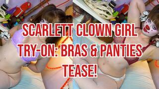 Scarlett Clown Girl Try-On: Bras & Panties Tease!