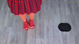 212 Sky Cam - Goddess Amber - Grinding The Cum From Your Balls Under My Red Gladiator Stilettos - Cock Face Trample Trampling CBT Ballbusting Shoejob