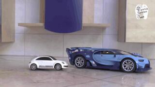 Two RC Cars under Wellies floor view