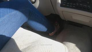 Lincoln Towncar Driving in High Heel Mules