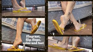 Snapshot of the routine, making the bed, yellow flip-flops 1080FHD