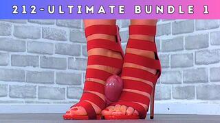 212 Ultimate Bundle 1 - 60% DISCOUNT!!! - Grinding The Cum From Your Balls Under My Red Gladiator Stilettos - Cock Face Trample Trampling CBT Ballbusting Shoejob