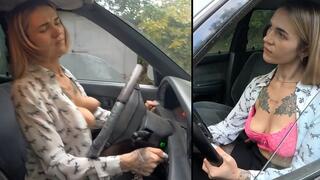 Alina can't start her cars, bounces her boobs and gets angry
