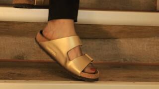 Golden Steps – ASMR Heels & Nylon Sound on the Stairs