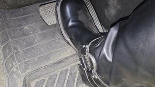 Evalynn Revving in Black Motorcycle Boots