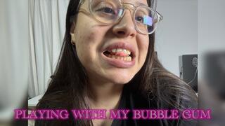 Close-up of me playing with my bubble gum