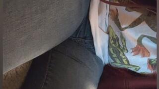 Auzzie Rolling Dice for Leaks -- Genuinely Desperate Accident in Tight Ripped Blue Jeans & Pumpkin Thong