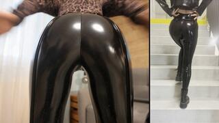 Ass spanking and walking in my tight shiny outfit