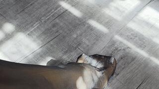 Milah modeling her exquisite black secrets in lace stockings and playing with cream