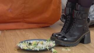 Slave meal cooked under threaded boots
