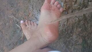 Beautiful feet walking dirty