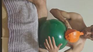 Time for green and orange balloons