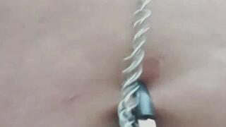 Walking in public with a belly button chain
