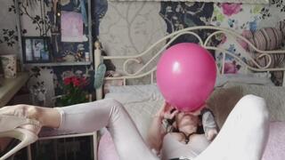 Mishel inflates makes heel pop then blow to pop