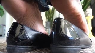 Tiny foot slave POV (black flats)!!