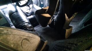 Driving Mercedes Benz SLK Under Pedal Leather Boots