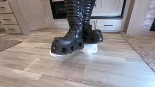 Crushing a Styrofoam Head in My Vintage New Rock Boots (ASMR Crush)