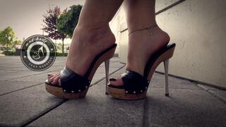 high heel platform clogs