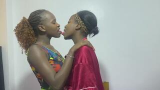 Vilma and fawn kissing in a deep kiss