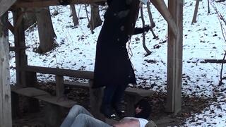 Challenging my slave in winter