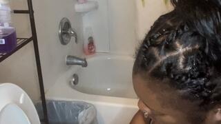 Cleaning the bathroom after a long day