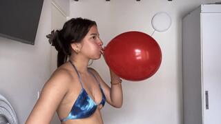 Inflating balloons nonstop... even if it's hard work.