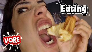 ASMR VORE eating and Mouth Stuffed with food (1080p)