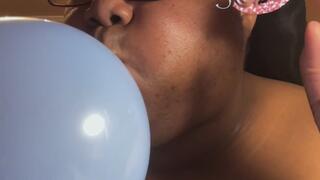 Ebony SSBBW Plays With Blue Balloon