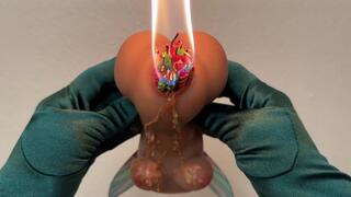 Melting Birthday Candle Wax onto Fairy Onahole