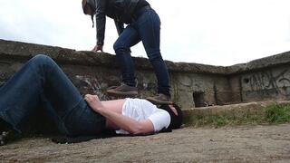 Hard crushing my slave on old military bunker