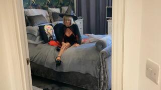 Balloons on the bed in my Halloween costume