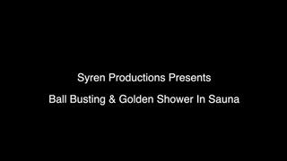 Ball Busting And Golden Shower In The Sauna (1080p)