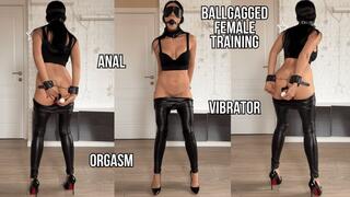 Ballgagged female training: anal, vibrator, orgasm