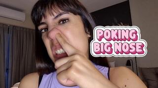 Close-up Big Nose picking - Allergy - Boogers