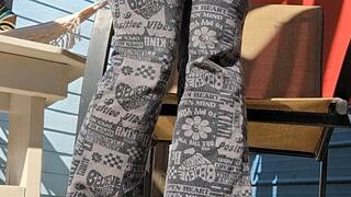 Miss Everwet couldn't hold it and pees outside on the patio chair