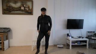 In leather and in a latex hat ORDER