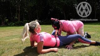 Outdoor deepthroat cocksucking training for Mistress Nikki Whiplash's sissy slut WL1789