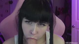 Romantic Dildo Blowjob from a Cute E-Girl with Green Eyes