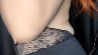 Ginger smokes looking at you with her blue eyes