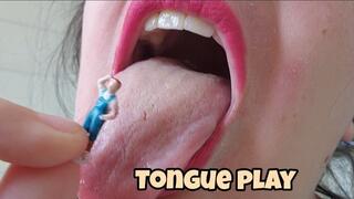 Giantess Tongue Play with Tiny Man – Mouth Fetish, Tongue Fetish, Licking and Wet Sounds in Extreme Close-Up