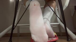 Giantess Candid Feet Shaking, Tiny Man Stuck to Her Smelly Socks, Ignoring You