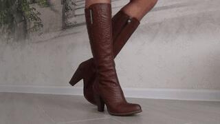 Brown leather boots a
