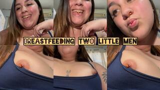 Giantess breastfeeding little man